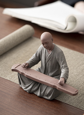 中式禅意手工紫砂人物小和