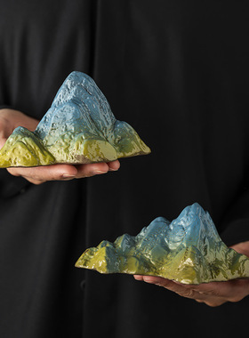 新中式创意假山微景观装饰品陶瓷枯山水摆件线香插书房台面