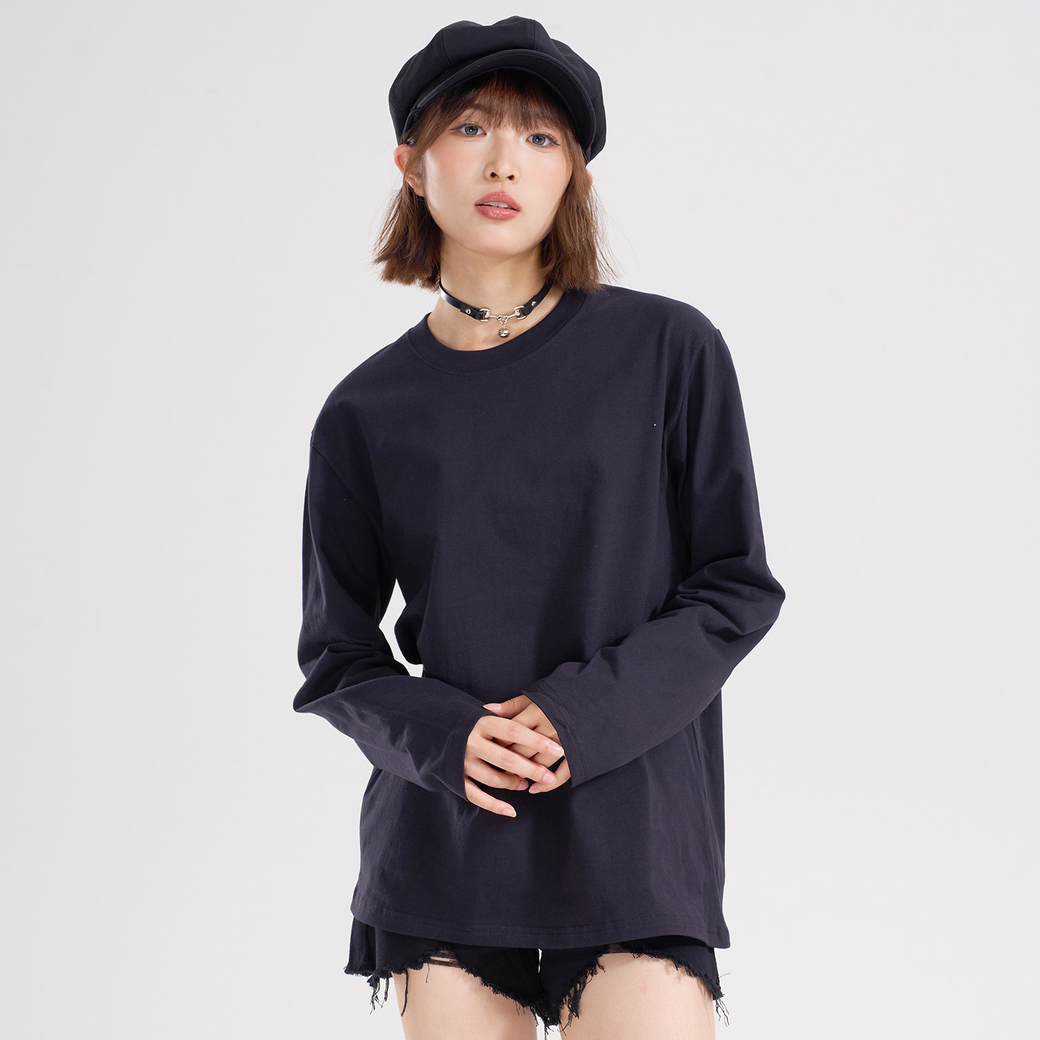 纯棉白色打底衫长袖女内搭t恤宽松重磅230g纯色基础上衣日常打底,淘宝优惠券,粉丝福利购,淘宝优惠卷