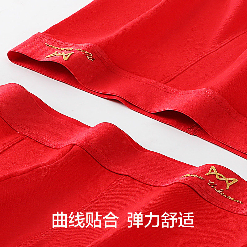 猫人本命年男士兔年纯棉红色头短裤 猫人服饰男平角内裤