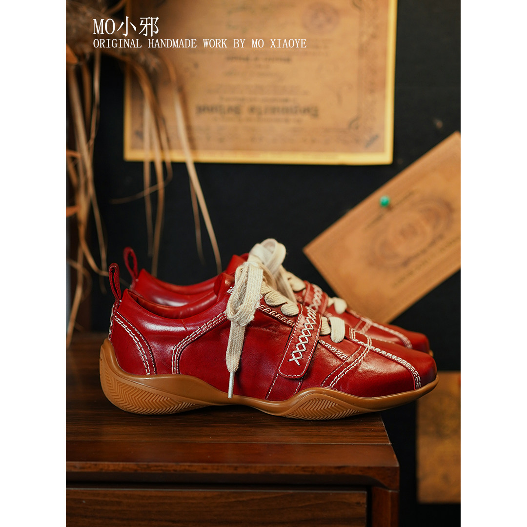 MO小邪‘原创设计重工水洗马皮休闲鞋春季新款德训鞋女百搭小单鞋,淘宝优惠券,粉丝福利购,淘宝优惠卷