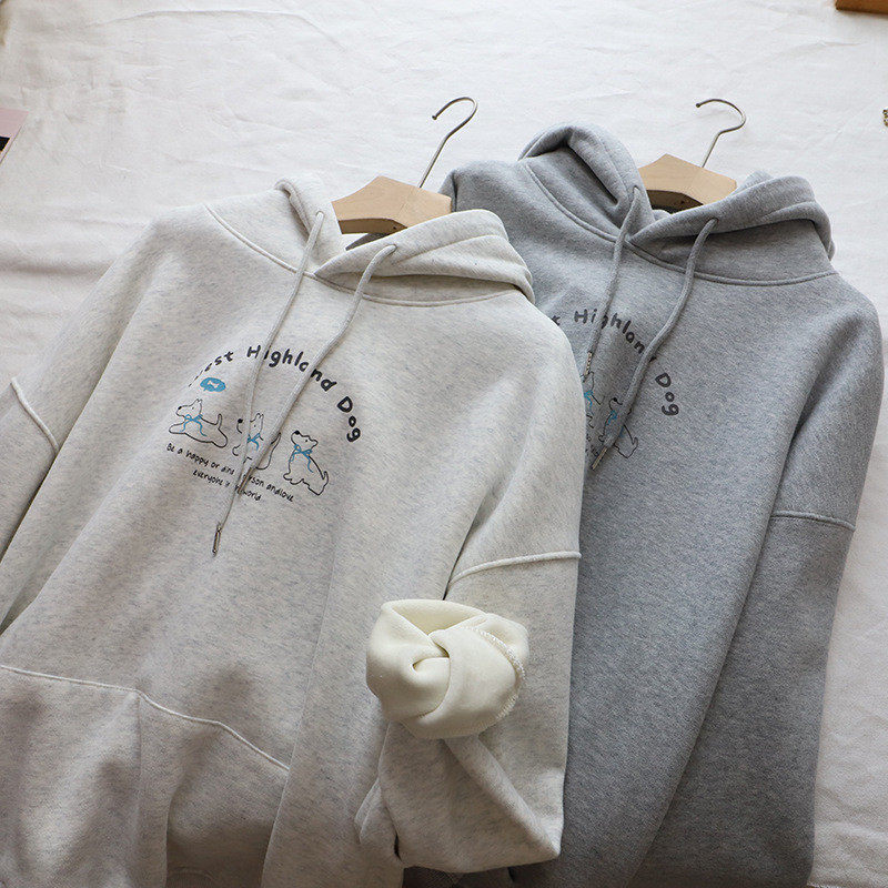 2026冬季新款韩版卡通印花加绒加厚休闲百搭连帽卫衣女,淘宝优惠券,粉丝福利购,淘宝优惠卷