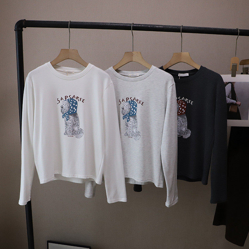 2026秋冬新款韩版圆领卡通印花显瘦百搭抓绒长袖T恤女,淘宝优惠券,粉丝福利购,淘宝优惠卷