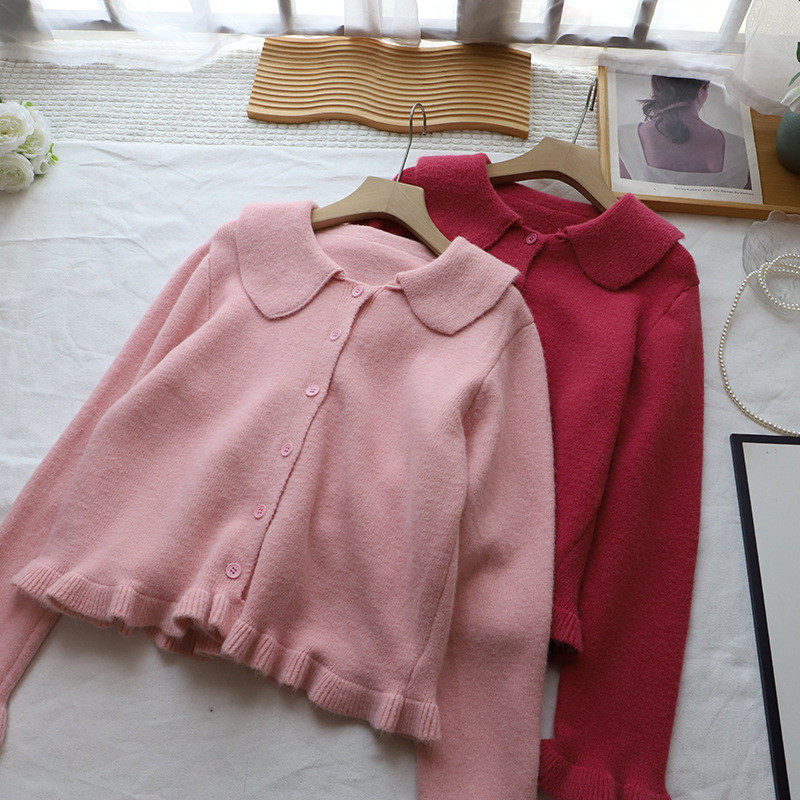 2026秋季新韩版甜美减龄娃娃领显瘦百搭开衫毛衣外套女,淘宝优惠券,粉丝福利购,淘宝优惠卷