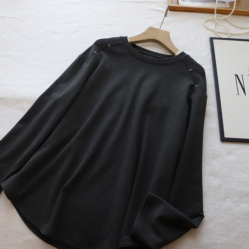 2026秋冬新款韩版圆领宽松显瘦百搭休闲抓绒长袖T恤女,淘宝优惠券,粉丝福利购,淘宝优惠卷