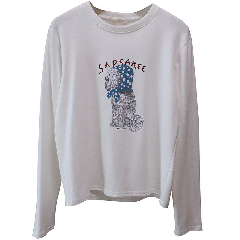 2026秋冬新款韩版圆领卡通印花显瘦百搭抓绒长袖T恤女,淘宝优惠券,粉丝福利购,淘宝优惠卷