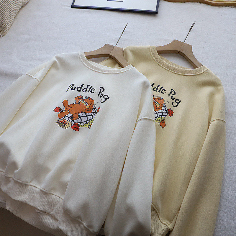 2026秋冬新款韩版圆领简约字母卡通印花宽松休闲卫衣女,淘宝优惠券,粉丝福利购,淘宝优惠卷