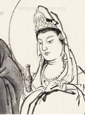 西方三圣装饰画圆霖法师装框成品