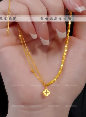 女钛钢幸运草碎金子爆闪闺蜜手链