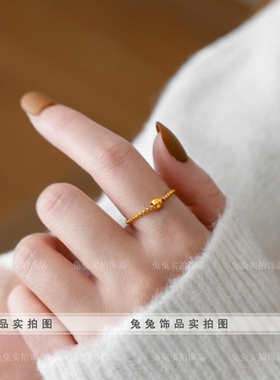 钛钢豆豆转运珠时来运转圆珠戒指