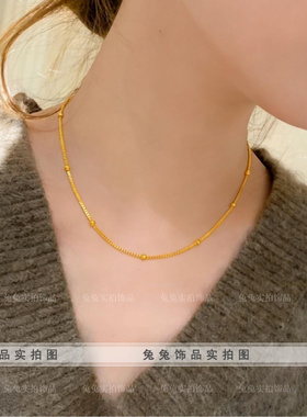 钛钢M扣盒子链圆珠DIY吊坠项链