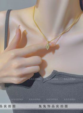 钛钢女金枝玉叶幸运闺蜜项链锆石