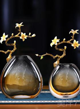 高档乔迁高档琉璃花瓶摆轻奢高件级中酒柜关珐琅彩式玄客厅高端装