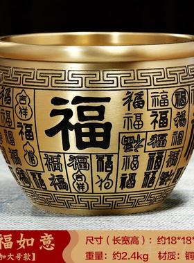 高档纯铜聚宝摆件招财财黄铜家盆居客厅件元摆宝存钱罐米缸大聚号