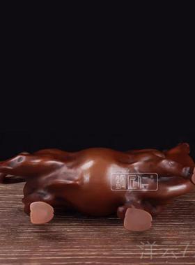 高档铜匠仁 铜孺子牛旺市桌面铜器摆铜生肖设中式电视柜炒牛股紫