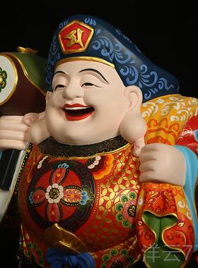 高档木雕大黑善天财神厂佛像唐密财神贴摆件家用迎永安定制彩绘金