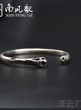 高档南风歌 原学创纯设计《肋骨》手镯 925情侣银 生 男女