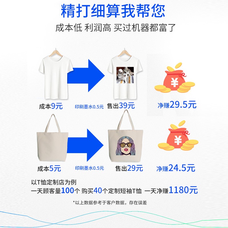 31度小型uv打印机鞋子衣服布料T恤短袖数码印花创业摆摊赚钱机器 - 图1