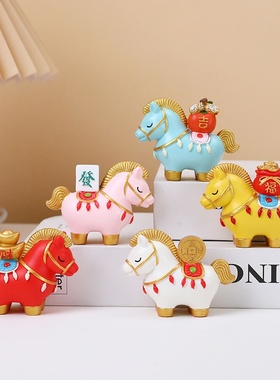 新款生肖摆件国潮风马上发财装饰品春节伴手礼家居马年吉祥物礼品
