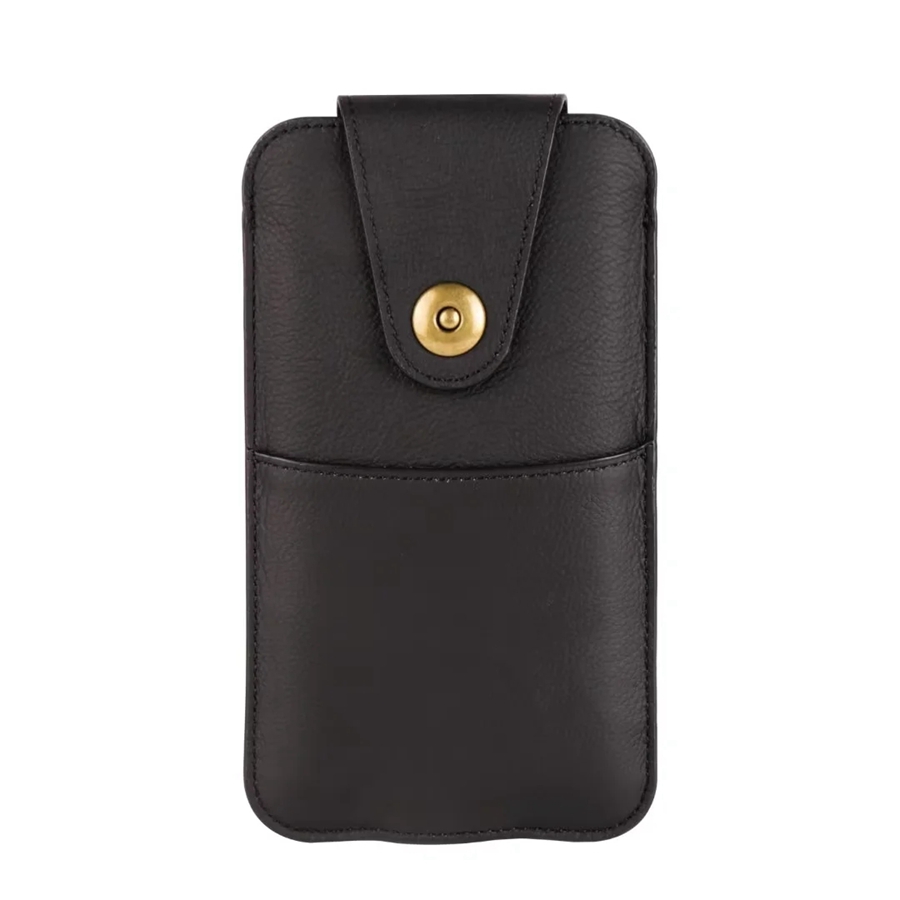 真皮手机袋超薄磁扣皮套穿皮带腰包插卡手拿包竖款6.5寸7通用直插 - 图3