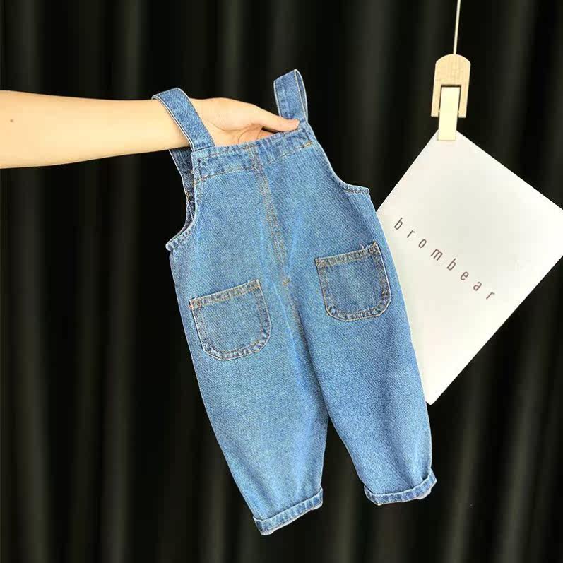 儿童宝宝牛仔裤背带裤春秋薄款男童女童洋气百搭童装裤子外穿潮流