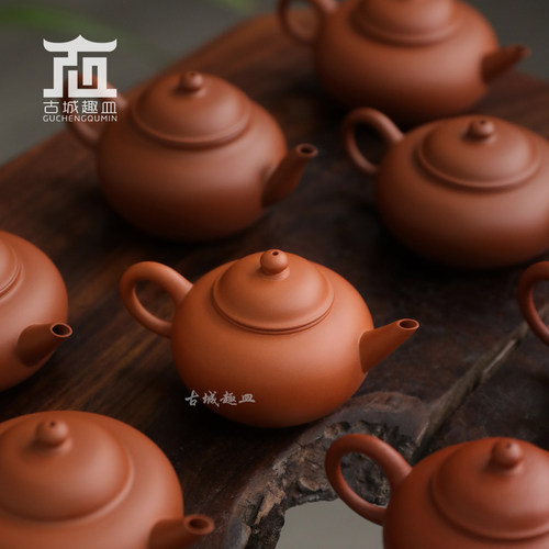 林卫东水平壶潮州手拉壶鸡蛋黄朱泥全手工泡茶壶紫砂乌龙薄胎小品 - 图1
