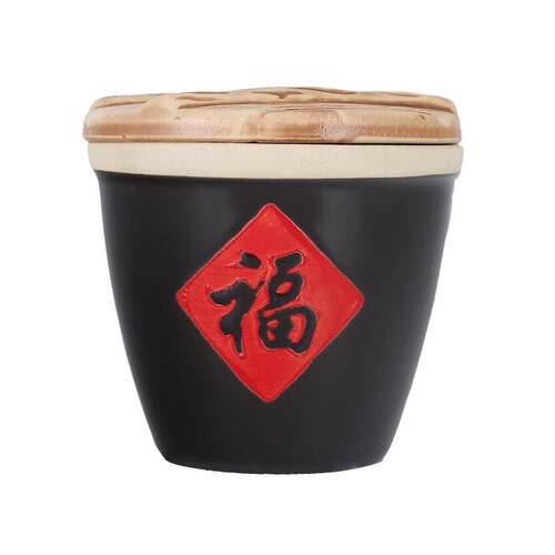 小缸陶瓷家用老式福字调味罐饭店特色餐具土陶仿古碗复古盐辣椒罐 - 图3