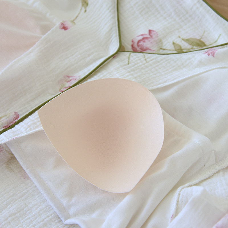 婴儿棉免文胸双层纱布睡衣女春秋夏季薄款纯棉V领带胸垫长袖家居,淘宝优惠券,粉丝福利购,淘宝优惠卷