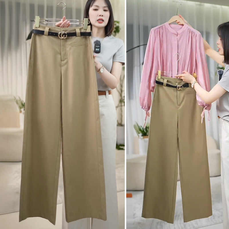 西装阔腿裤女春秋2025年新款高级感垂感高腰窄版小个子休闲直筒裤,淘宝优惠券,粉丝福利购,淘宝优惠卷
