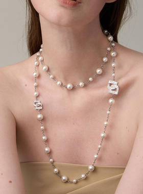 字母项链D长款珍珠拼接项链轻奢小众高级设计感