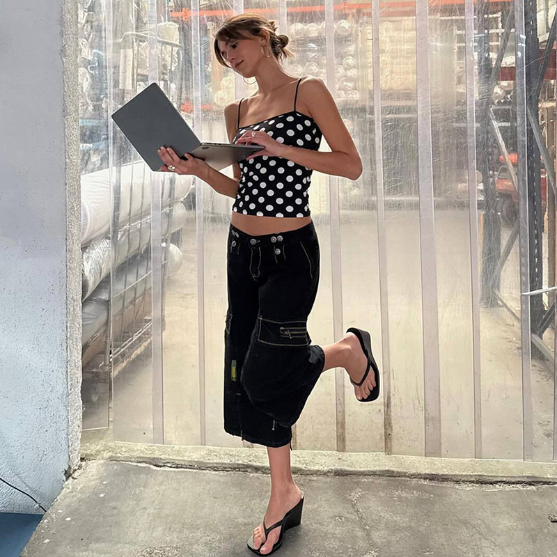 gusty法式街头辣妹复古波点时尚套装御姐收腰吊带上衣+包臀短裙子,淘宝优惠券,粉丝福利购,淘宝优惠卷