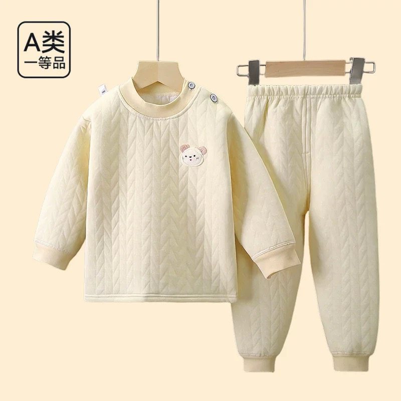 宝宝夹棉分体套装儿童三层保暖内衣纯棉男女童秋衣秋裤加厚睡衣冬,淘宝优惠券,粉丝福利购,淘宝优惠卷