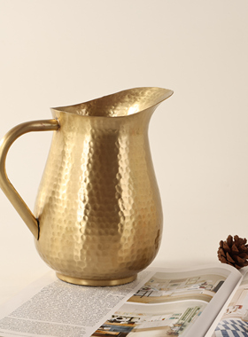 进口纯手工黄铜手锤冷水壶