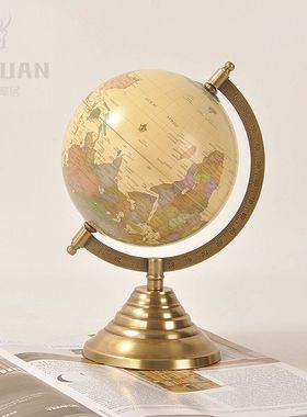 印度进口黄铜地球仪摆件工艺品