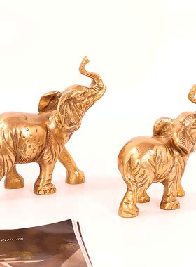 印度进口黄铜大象摆件办公室招财摆设 家居 电视柜客厅玄关工艺品