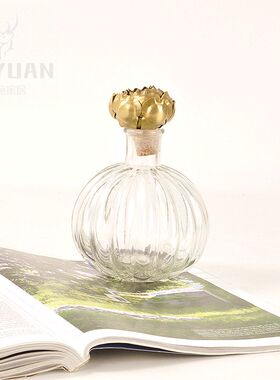 印度进口北欧ins风黄铜玻璃香水瓶香熏瓶软装饰品梳妆台创意摆件