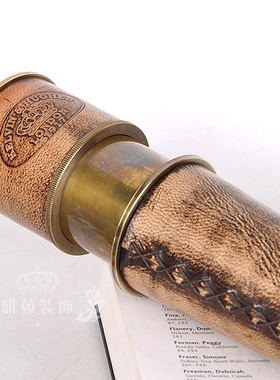 进口纯铜加皮手持式伸缩单筒望远镜旅行欧式做旧美式复古高档奢华