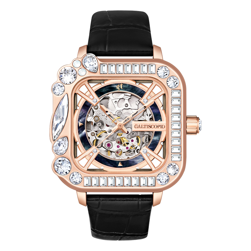 新款机械表女士手表时尚轻奢镂空镶钻腕表迦堤手表女款生日礼物 - 图3