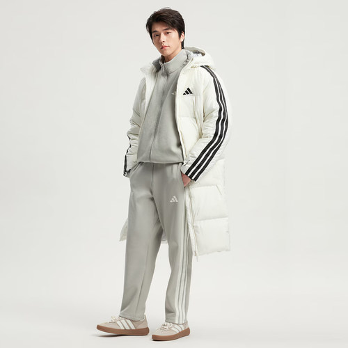 adidas阿迪达斯男子户外运动休闲保暖连帽长款羽绒服外套KC2497 - 图0