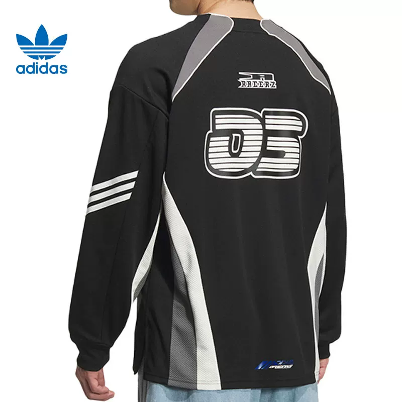Спортивная раллийная футболка Adidas для отдыха с длинными рукавами, V-образный вырез