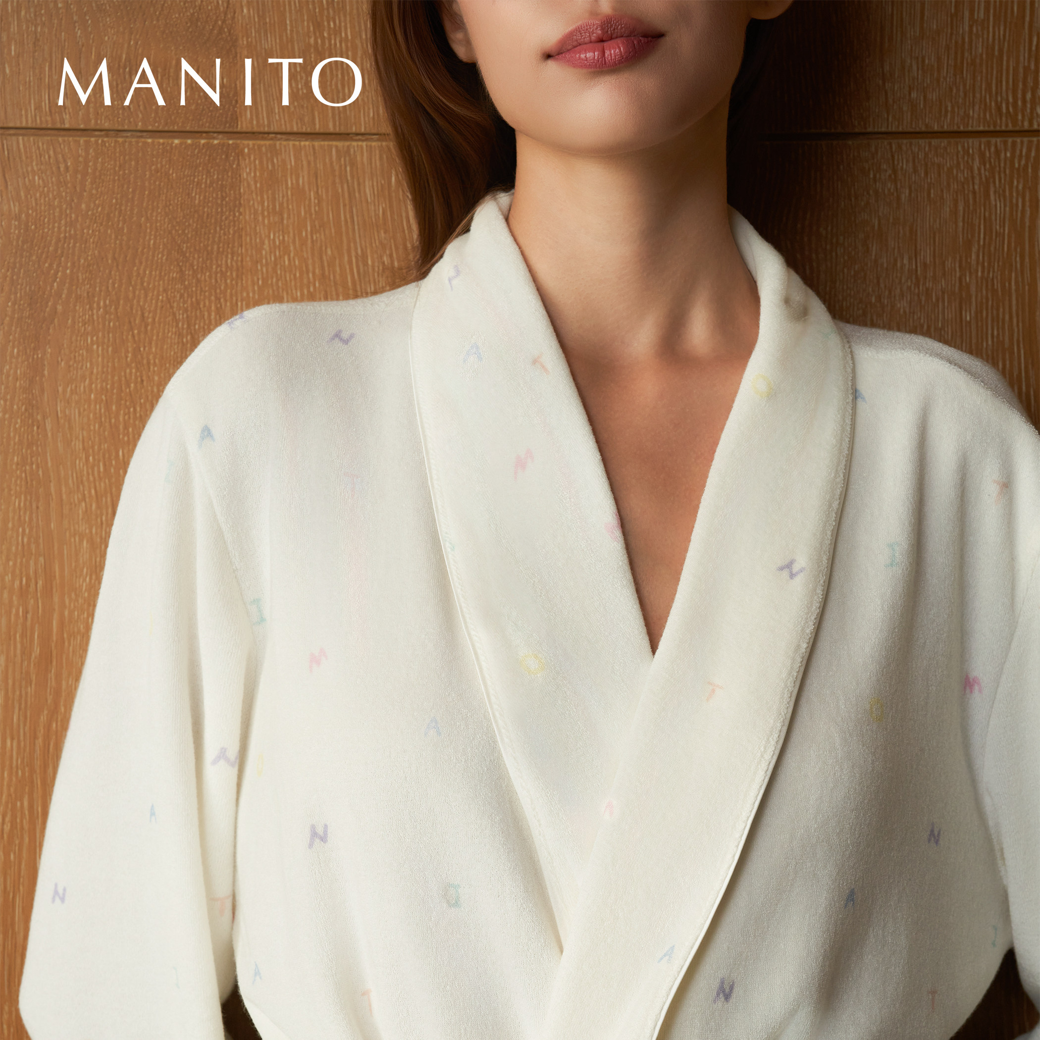 MANITO/曼尼陀New Signature 女士长绒棉针织睡袍彩色字母长袍,淘宝优惠券,粉丝福利购,淘宝优惠卷