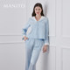 Manito Mulberry Silk Navy Resort Style ຊຸດ Pajama