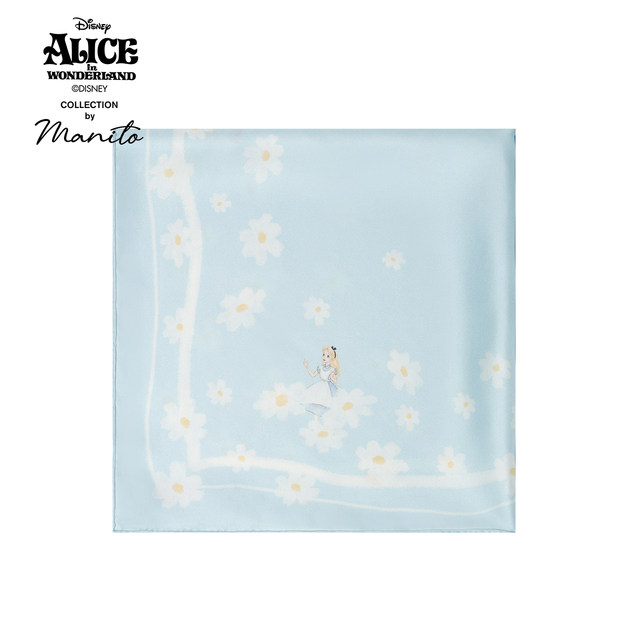 MANITO Disney Alice Cooperation Series Daisy Wreath Daisy100% Mulberry Silk Square Scarf