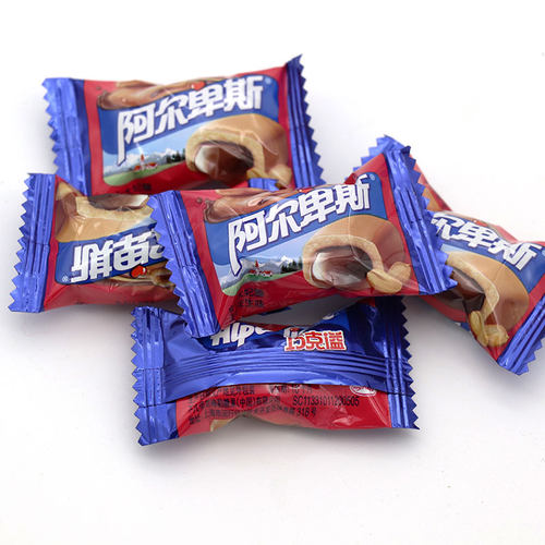 阿尔卑斯夹心太妃糖巧克溢500g约70颗结婚喜糖花生味糖果休闲零食 - 图0