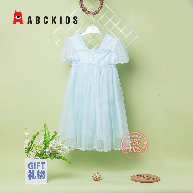 abckids童装女童连衣裙中国风裙子2023夏季新款汉服女孩公主纱裙-图0