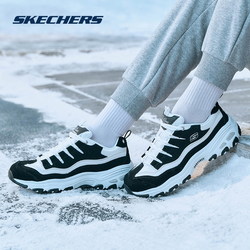 Skechers斯凯奇女鞋春季新款厚底黑白熊猫老爹鞋休闲运动鞋 - 图2