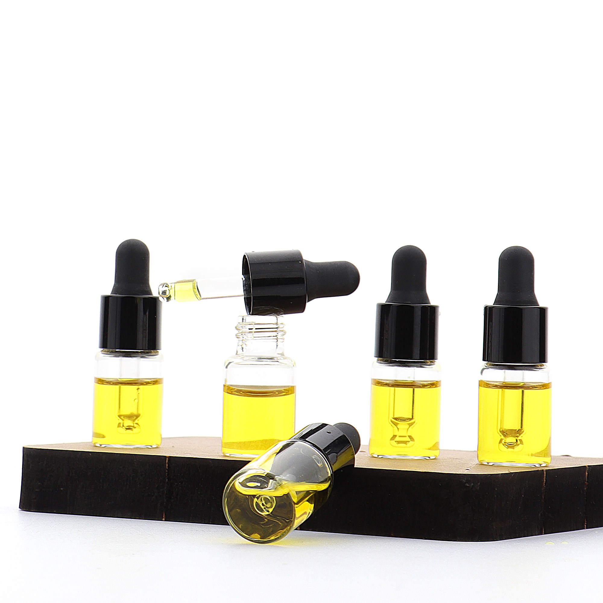 HOPECK黑色胶帽滴管透明管制玻璃瓶5个装18牙美容液粉底液精油瓶,淘宝优惠券,粉丝福利购,淘宝优惠卷