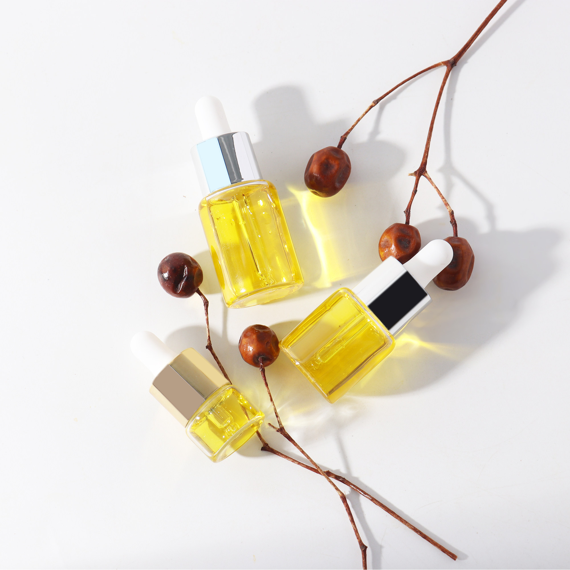 HOPECK电镀金银双层滴管盖透明管制玻璃瓶15牙3-15ml粉底液精油瓶,淘宝优惠券,粉丝福利购,淘宝优惠卷