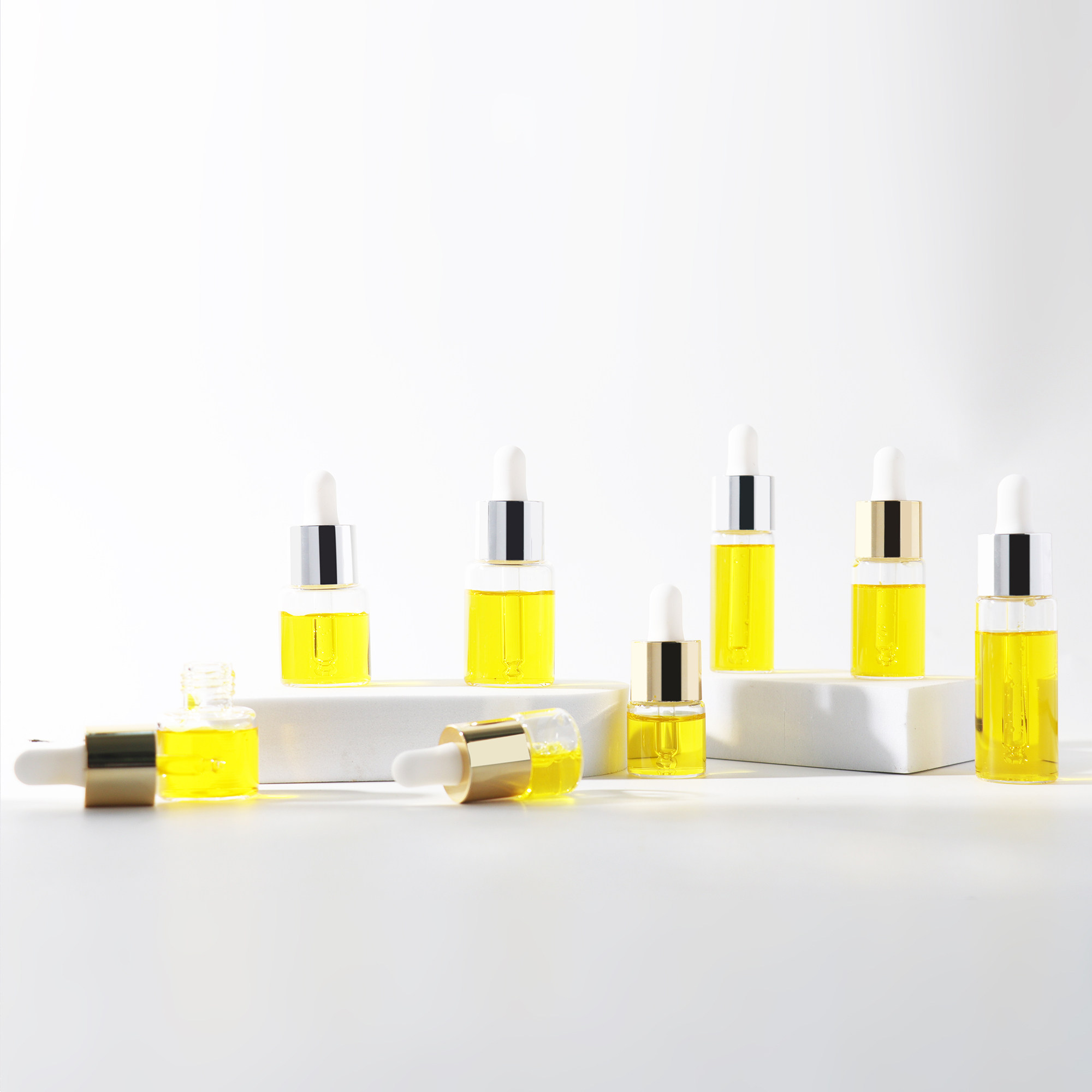 HOPECK电镀金银双层滴管盖透明管制玻璃瓶15牙3-15ml粉底液精油瓶,淘宝优惠券,粉丝福利购,淘宝优惠卷