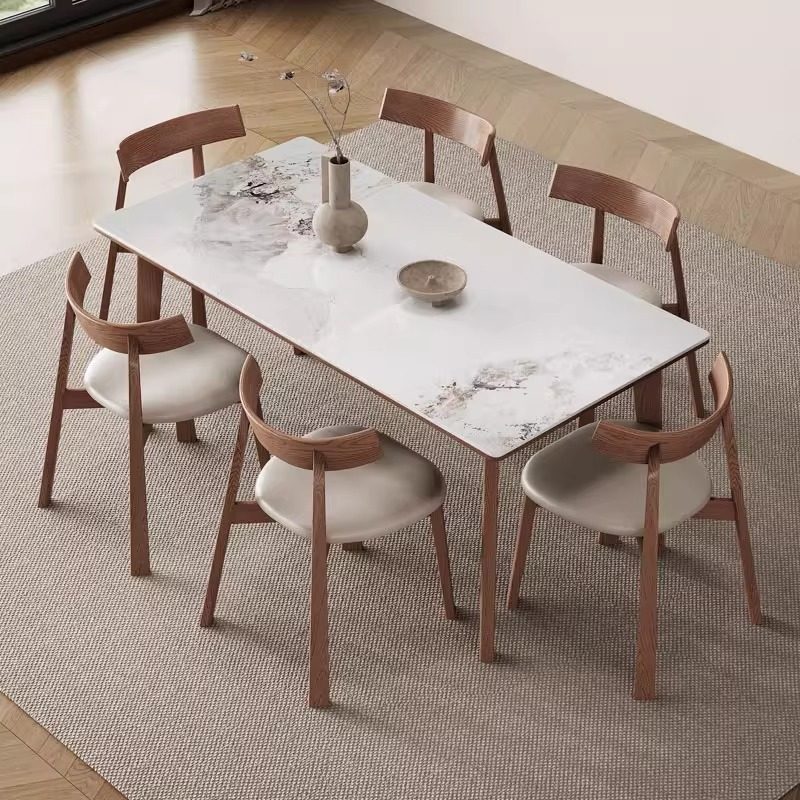 岩板餐桌椅组合家用小户型长方形全托底板实木餐桌26款胡桃色餐桌,淘宝优惠券,粉丝福利购,淘宝优惠卷